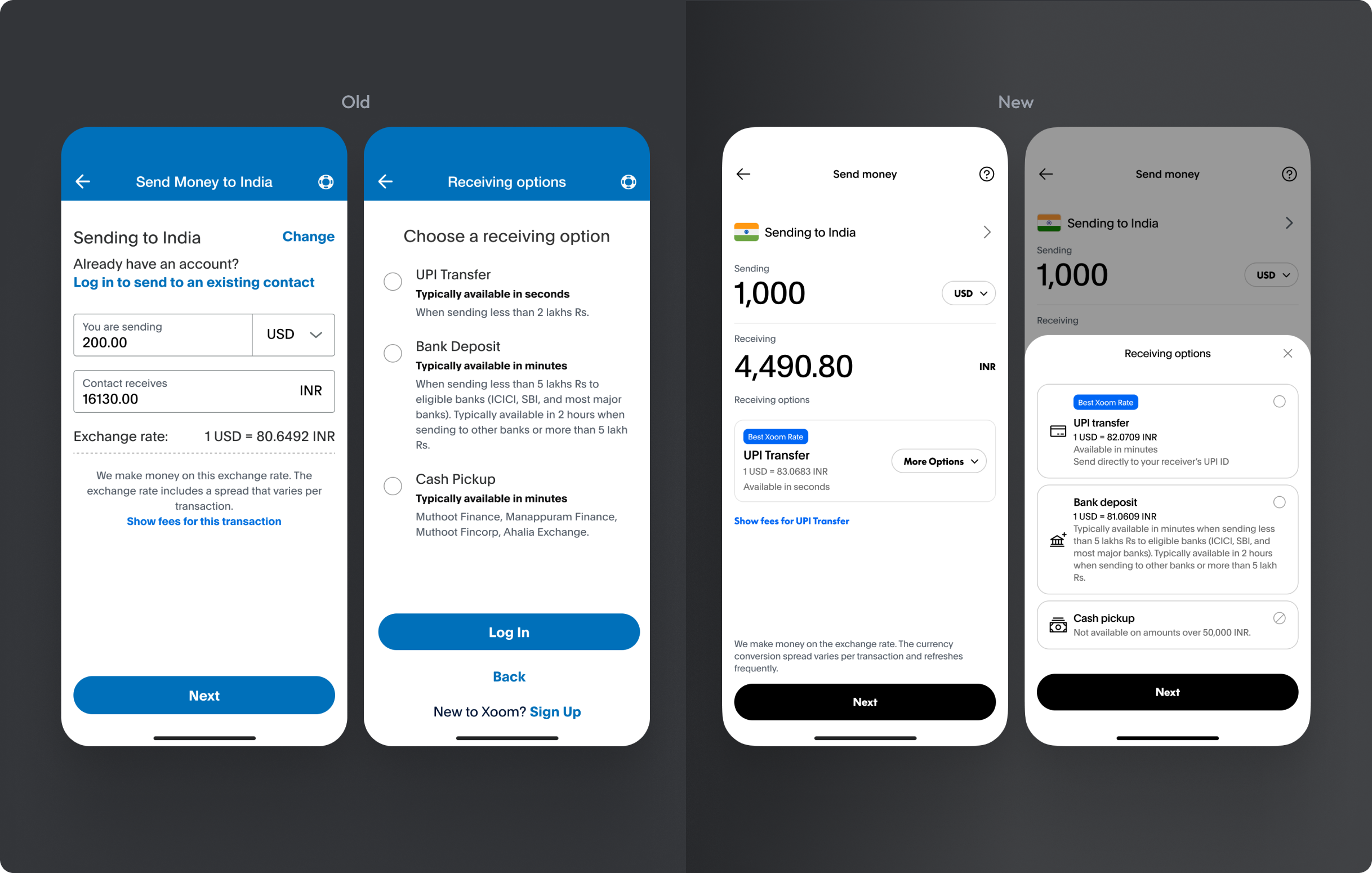 Final amount flow UI across mobile and desktop