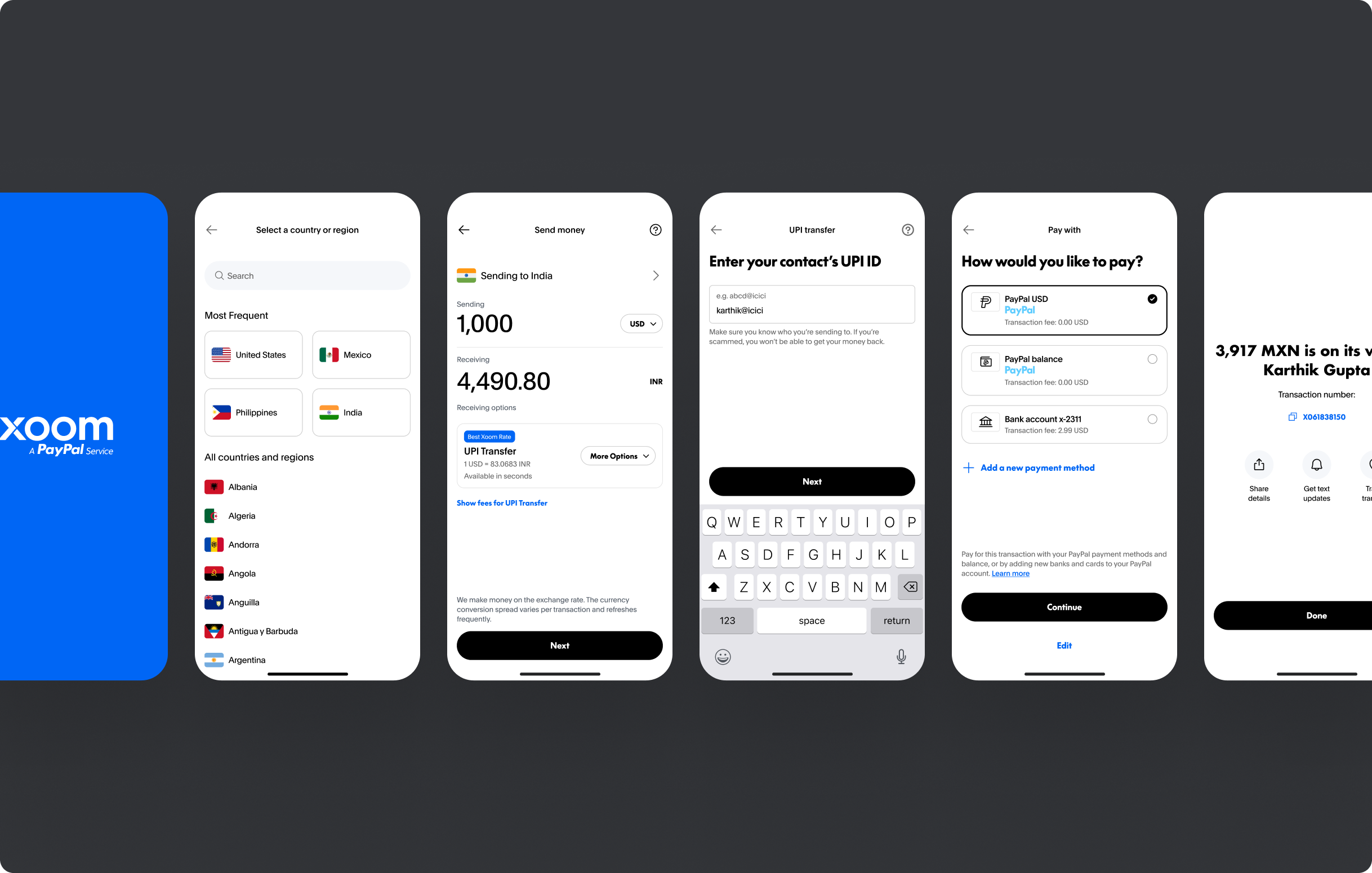 New send money flow mobile app